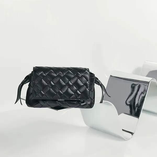Túi Đeo Chéo Nữ Charles & Keith CNK Ivette Recycled Suede Woven Crossbody Bag Noir CK2-80151564-1 Màu Đen
