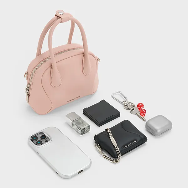 Túi Đeo Chéo Nữ Charles & Keith CNK Nelly Bowling Bag Light Pink CK2-30160242 Màu Hồng
