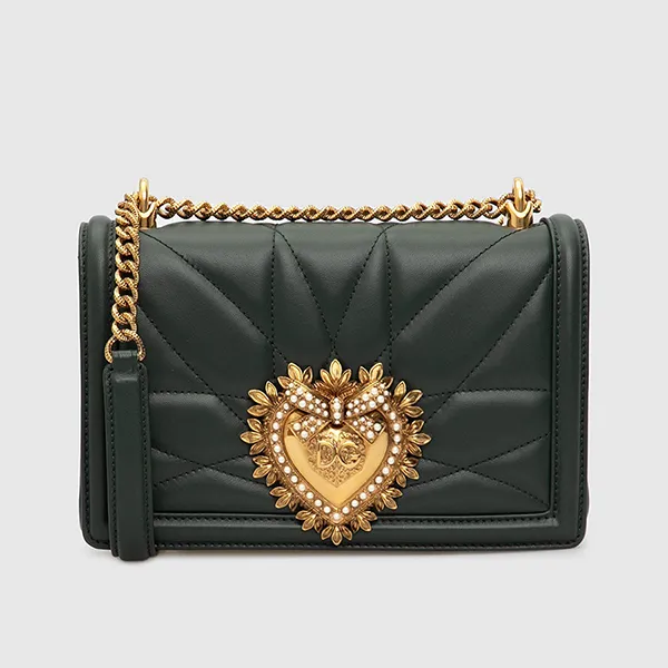 Túi Đeo Chéo Nữ Dolce & Gabbana Dark Green Leather Bag Màu Xanh Lá Đậm
