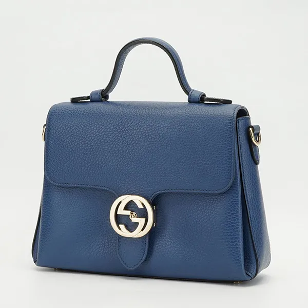Túi Đeo Chéo Nữ Gucci GG Interlocking Calfskin Bag Size 26 Màu Xanh