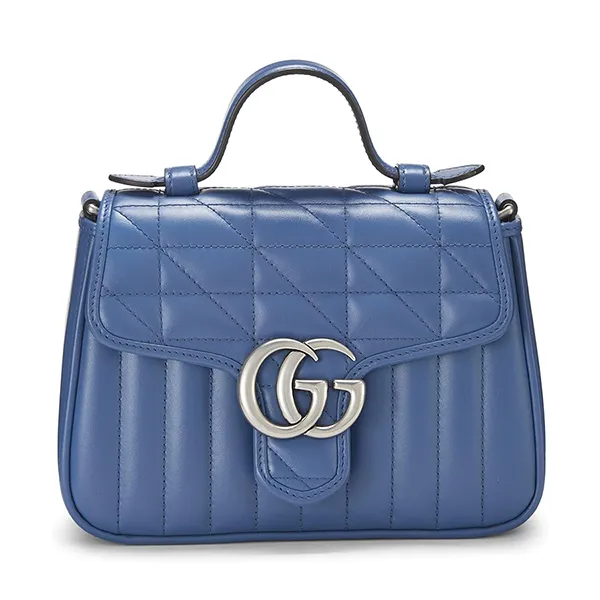 Túi Đeo Chéo Nữ Gucci GG Marmont Mini Top Handle Bag 583571 Màu Xanh