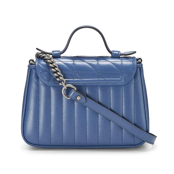 Túi Đeo Chéo Nữ Gucci GG Marmont Mini Top Handle Bag 583571 Màu Xanh
