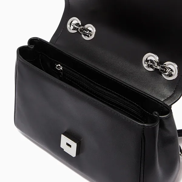 Túi Đeo Chéo Nữ Michael Kors MK Medium Parker Shoulder Bag In Leather Màu Đen (Logo Bạc)
