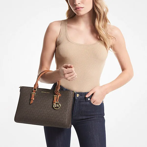 Túi Đeo Chéo Nữ Michael Kors MK Sally 2-in-1 Medium Logo Satchel 30S3GYDS8B Màu Nâu