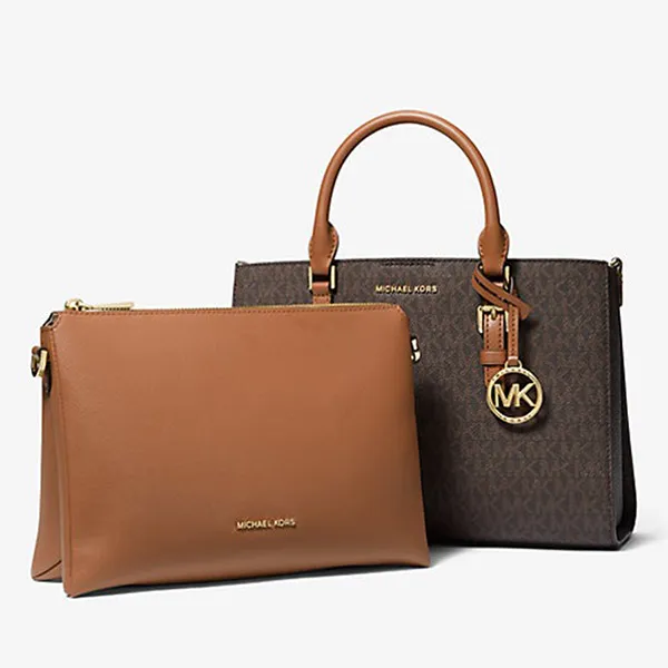 Túi Đeo Chéo Nữ Michael Kors MK Sally 2-in-1 Medium Logo Satchel 30S3GYDS8B Màu Nâu