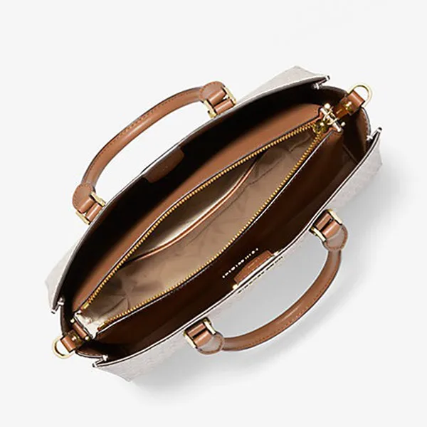 Túi Đeo Chéo Nữ Michael Kors MK Sally 2-in-1 Medium Logo Satchel 30S3GYDS8B Màu Trắng/Nâu