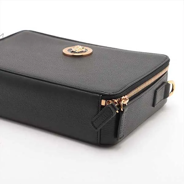 Túi Đeo Chéo Nam Versace Medusa Leather 2 Way Màu Đen
