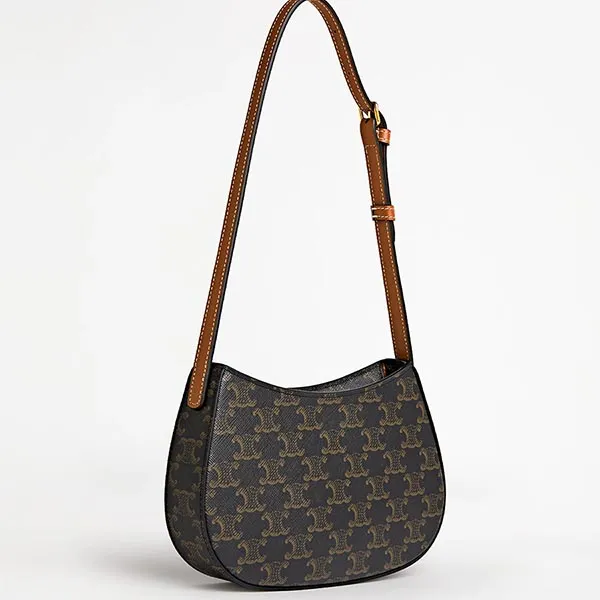Túi Đeo Vai Nữ Celine Tilly Triomphe Canvas Shoulder Bag Màu Đen Nâu