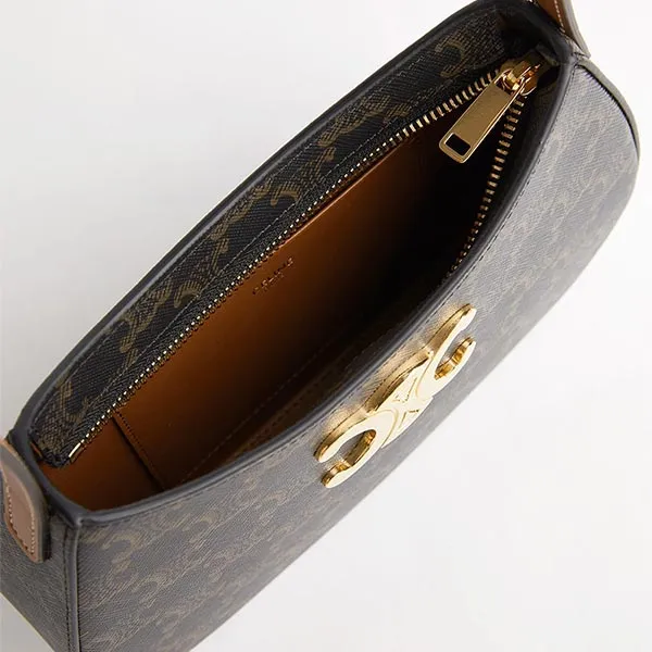 Túi Đeo Vai Nữ Celine Tilly Triomphe Canvas Shoulder Bag Màu Đen Nâu