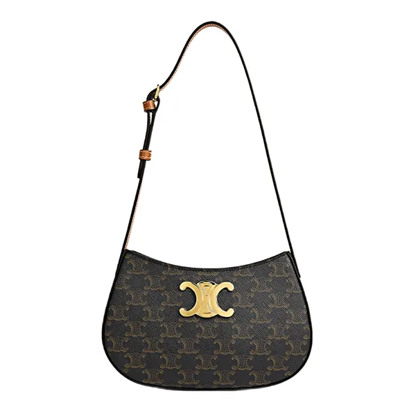Túi Đeo Vai Nữ Celine Tilly Triomphe Canvas Shoulder Bag Màu Đen Nâu