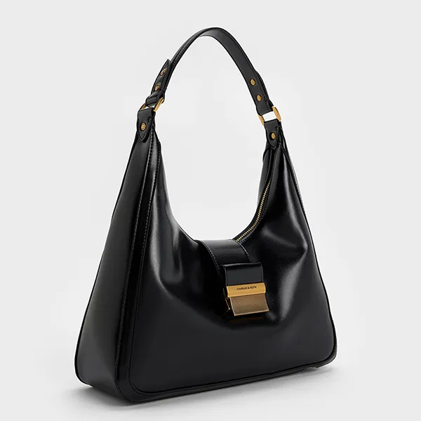 Túi Đeo Vai Nữ Charles & Keith CNK Charlot Hobo Bag Black CK2-40840561 Màu Đen