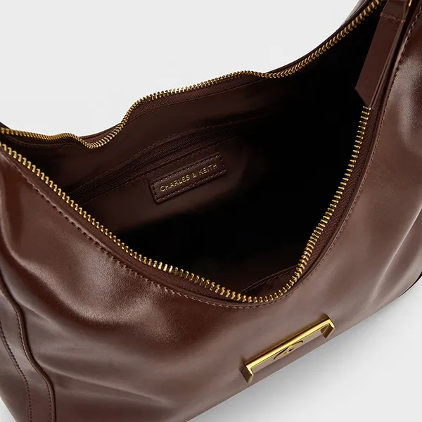 Túi Đeo Vai Nữ Charles & Keith CNK Charlot Hobo Bag Dark Brown CK2-40840561 Màu Nâu