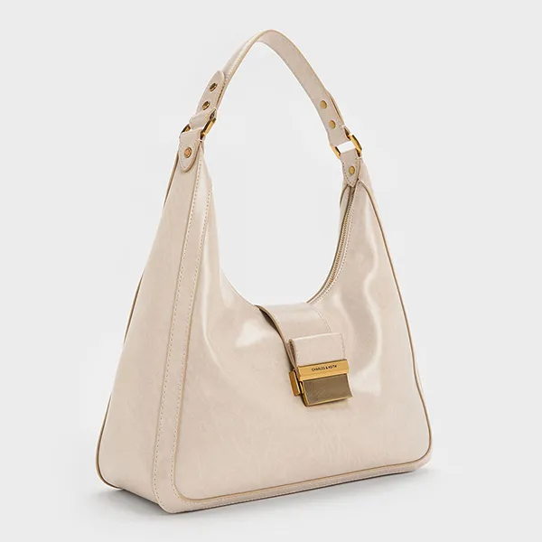 Túi Đeo Vai Nữ Charles & Keith CNK Charlot Hobo Bag Oat CK2-40840561 Màu Kem