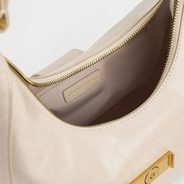 Túi Đeo Vai Nữ Charles & Keith CNK Charlot Hobo Bag Oat CK2-40840561 Màu Kem
