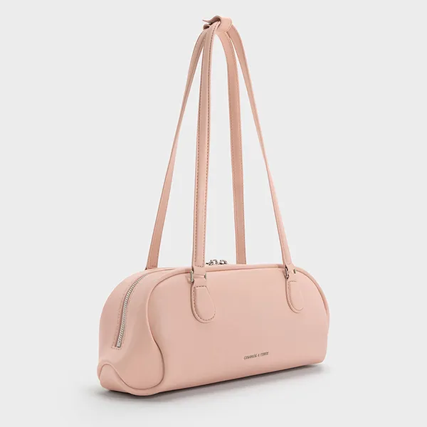 Túi Đeo Vai Nữ Charles & Keith CNK Nelly Elongated Shoulder Bag Light Pink CK2-30782751 Màu Hồng