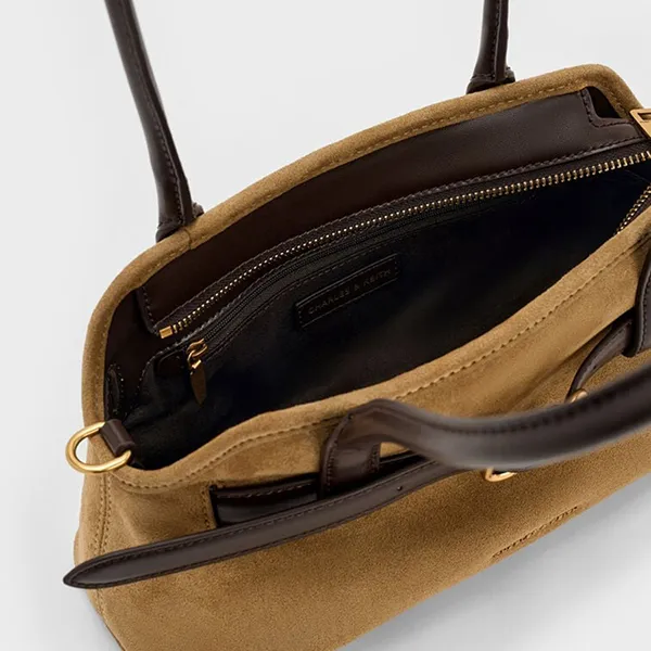 Túi Đeo Vai Nữ Charles & Keith CNK Victoria Studded Belted Elongated Shoulder Bag Sahara Sand CK2-20271613 Màu Vàng Cát