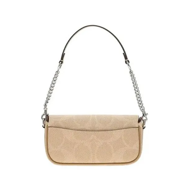 Túi Đeo Vai Nữ Coach Hailey Flap Bag In Signature Canvas CAN70 Silver/Sand/Taupe Màu Be