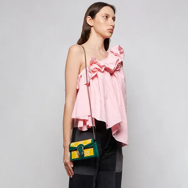 Túi Đeo Vai Nữ Gucci Dionysus GG Super Mini Bag Yellow Green Màu Vàng/Xanh