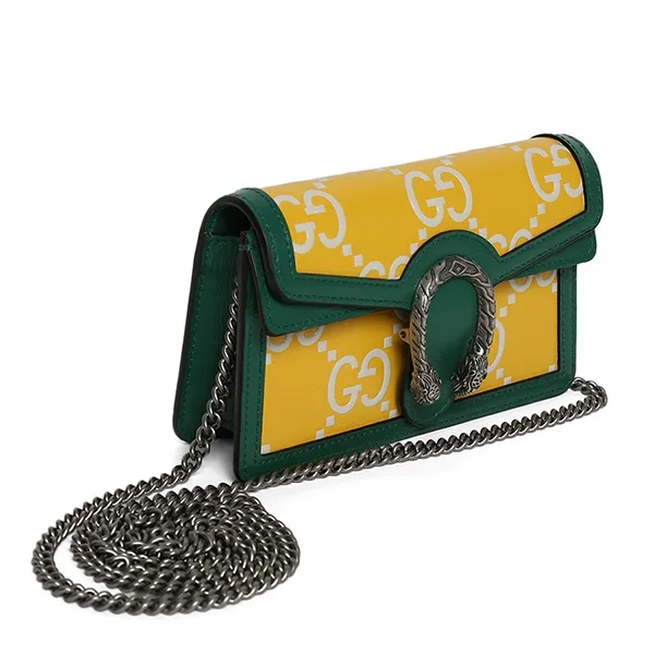 Túi Đeo Vai Nữ Gucci Dionysus GG Super Mini Bag Yellow Green Màu Vàng/Xanh
