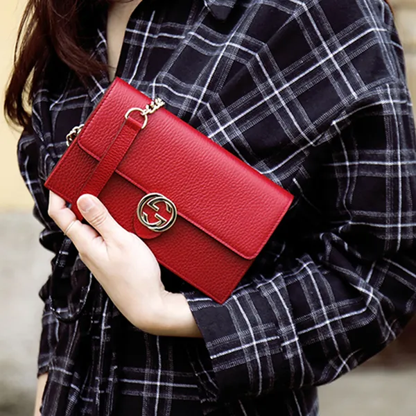 Túi Đeo Vai Nữ Gucci Leather GG Chain Shoulder Bag 510314 CAO0G 6420 Màu Đỏ