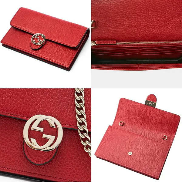 Túi Đeo Vai Nữ Gucci Leather GG Chain Shoulder Bag 510314 CAO0G 6420 Màu Đỏ