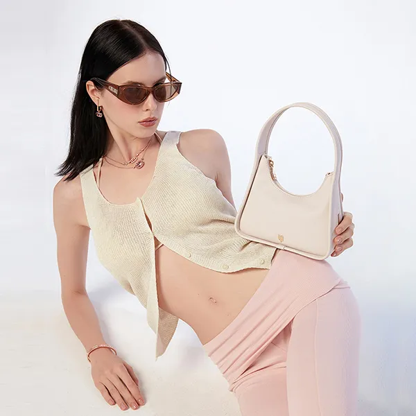 Túi Đeo Vai Nữ Lyn Maddie S Shoulder Bag Ivory LL25FBM602 Màu Hồng Nhạt