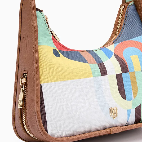 Túi Đeo Vai Nữ Lyn Maddie S Shoulder Bag Printed Brown LL25FBM602 Màu Nâu/Xanh