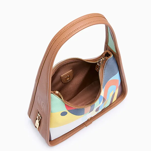 Túi Đeo Vai Nữ Lyn Maddie S Shoulder Bag Printed Brown LL25FBM602 Màu Nâu/Xanh