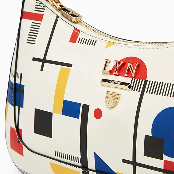 Túi Đeo Vai Nữ Lyn Re-Edit Bauhaus S Shoulder Bag Printed White L25FBWA061 Màu Trắng