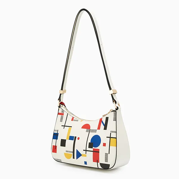 Túi Đeo Vai Nữ Lyn Re-Edit Bauhaus S Shoulder Bag Printed White L25FBWA061 Màu Trắng