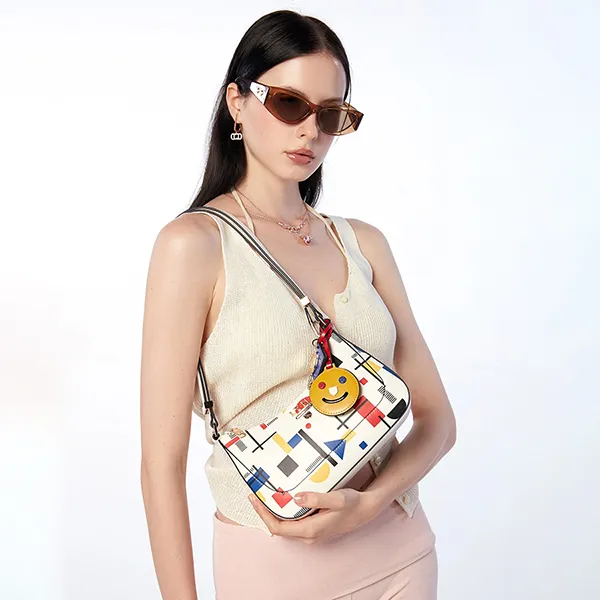 Túi Đeo Vai Nữ Lyn Re-Edit Bauhaus S Shoulder Bag Printed White L25FBWA061 Màu Trắng