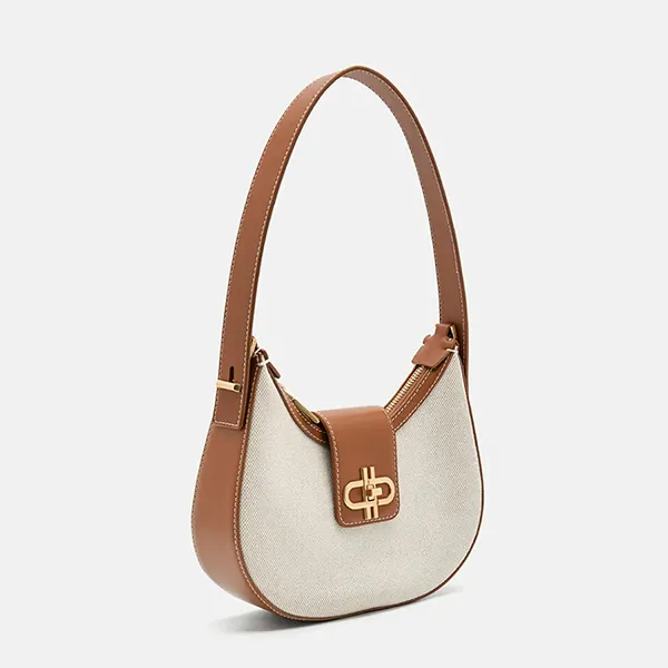 Túi Đeo Vai Nữ Pedro Icon Leather Hobo Bag Cognac2 PW2-36610008 Màu Nâu/Kem