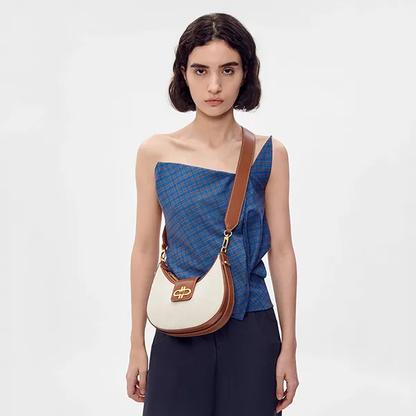 Túi Đeo Vai Nữ Pedro Icon Leather Hobo Bag Cognac2 PW2-36610008 Màu Nâu/Kem