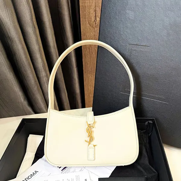 Túi Đeo Vai Nữ Yves Saint Laurent YSL Micro Le 5 À 7 Hobo Mini Leather Shoulder Bag In Crema Màu Kem