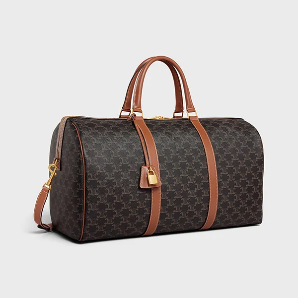 Túi Du Lịch Celine Large Travel Bag IN Triomphe Canvas And Calfskin Màu Nâu