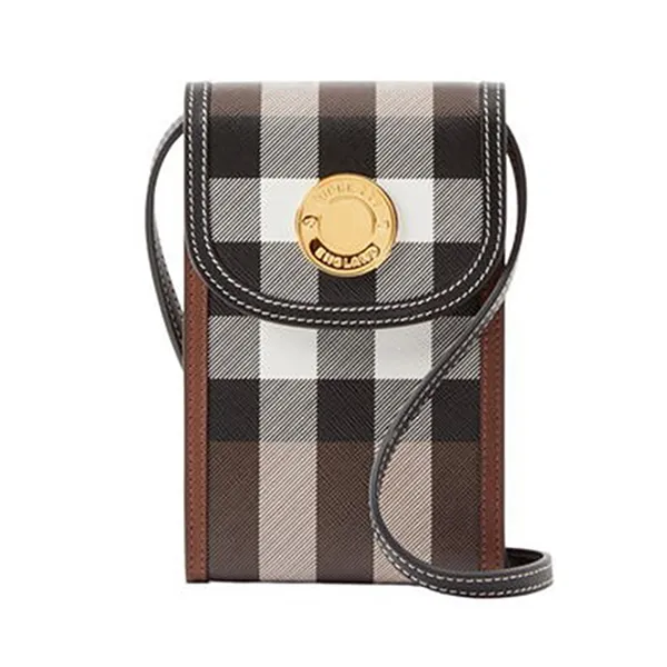 Túi Đựng Điện Thoại Burberry Check Elizabeth Phone Pouch Màu Nâu Kẻ