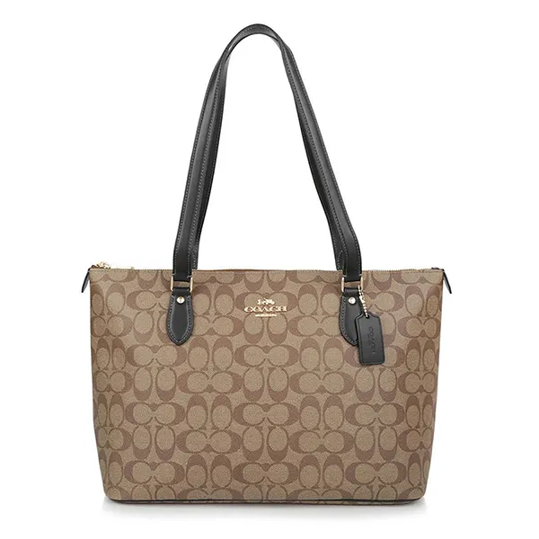 Túi Tote Nữ Coach Gallery Tote Bag In Signature Canvas CS187 Khaki/Black Màu Kaki Đen