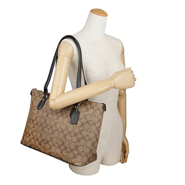 Túi Tote Nữ Coach Gallery Tote Bag In Signature Canvas CS187 Khaki/Black Màu Kaki Đen