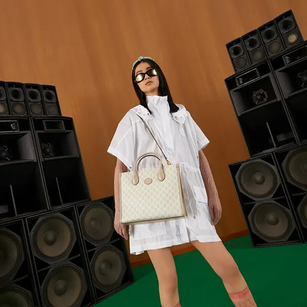 Túi Tote Nữ Gucci Small Bag With Interlocking G Beige 659983-UULBT-9683 Màu Be