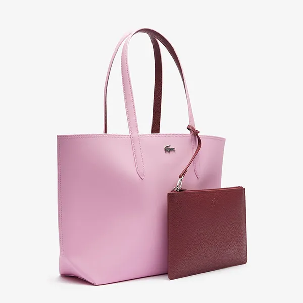 Túi Tote Nữ Lacoste Anna Reversible Tote With Pouch NF2142AA N08 Hai Mặt Màu Hồng/Đỏ
