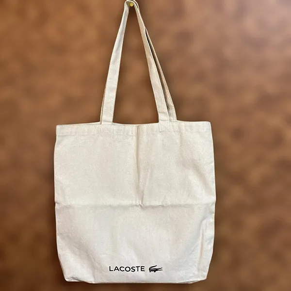Túi Tote Nữ Lacoste Eco Bag Lettering Design Màu Trắng Họa Tiết