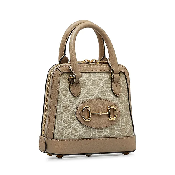 Túi Xách Nữ Gucci Beige Mini GG Supreme Horsebit 1955 Satchel Màu Be