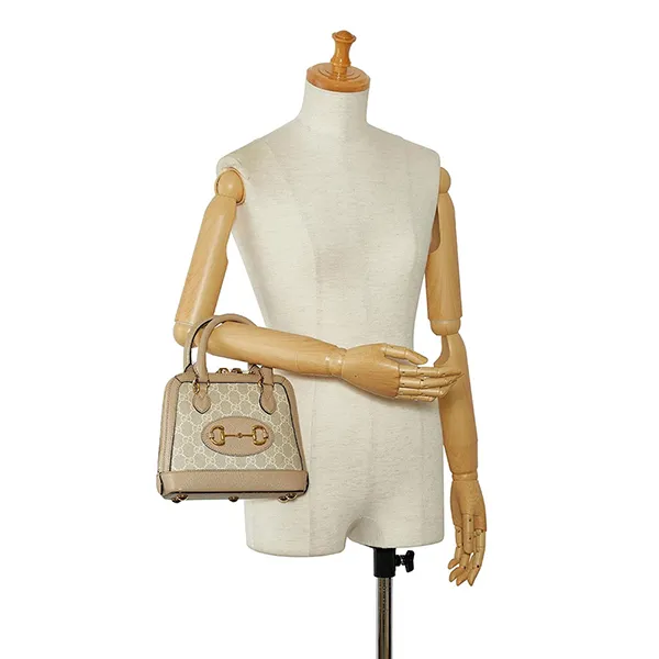 Túi Xách Nữ Gucci Beige Mini GG Supreme Horsebit 1955 Satchel Màu Be