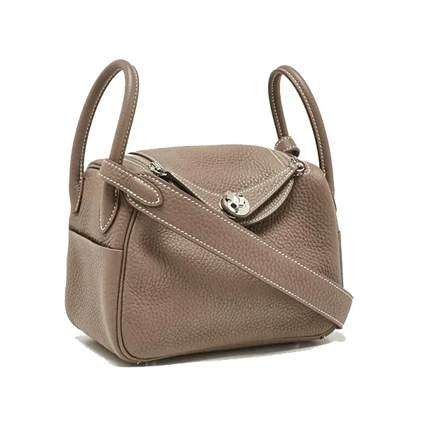 Túi Xách Nữ Hermès Etoupe Togo Leather Palladium Finish Mini Lindy Bag Màu Xám