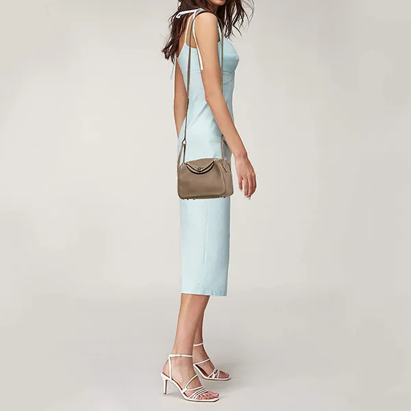 Túi Xách Nữ Hermès Etoupe Togo Leather Palladium Finish Mini Lindy Bag Màu Xám