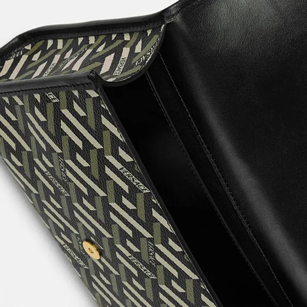 Túi Xách Nữ Versace La Greca Signature Shoulder Black Khaki 1001908-1A02129-5B15V Màu Đen Xanh