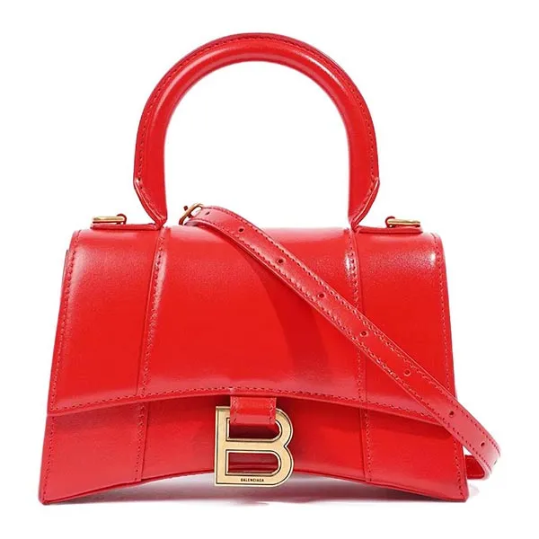 Túi Xách Tay Nữ Balenciaga Hourglass Bag Red Leather Màu Đỏ