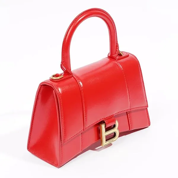 Túi Xách Tay Nữ Balenciaga Hourglass Bag Red Leather Màu Đỏ