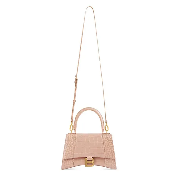 Túi Xách Tay Nữ Balenciaga Hourglass Small Shiny Crocodile 'Beige' 5935461LRGM9016 Màu Be
