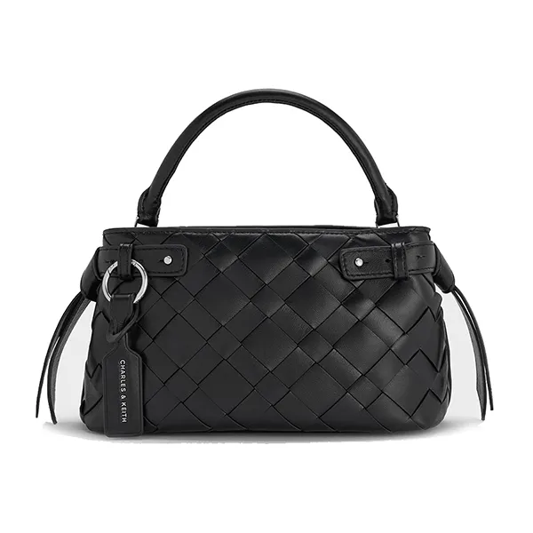 Túi Xách Tay Nữ Charles & Keith CNK Ivette Woven Top Handle Bag - Noir CK2-30701620 Màu Đen